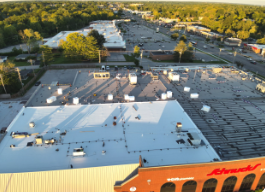 EPDM rubber membrane roof system on a commercial building