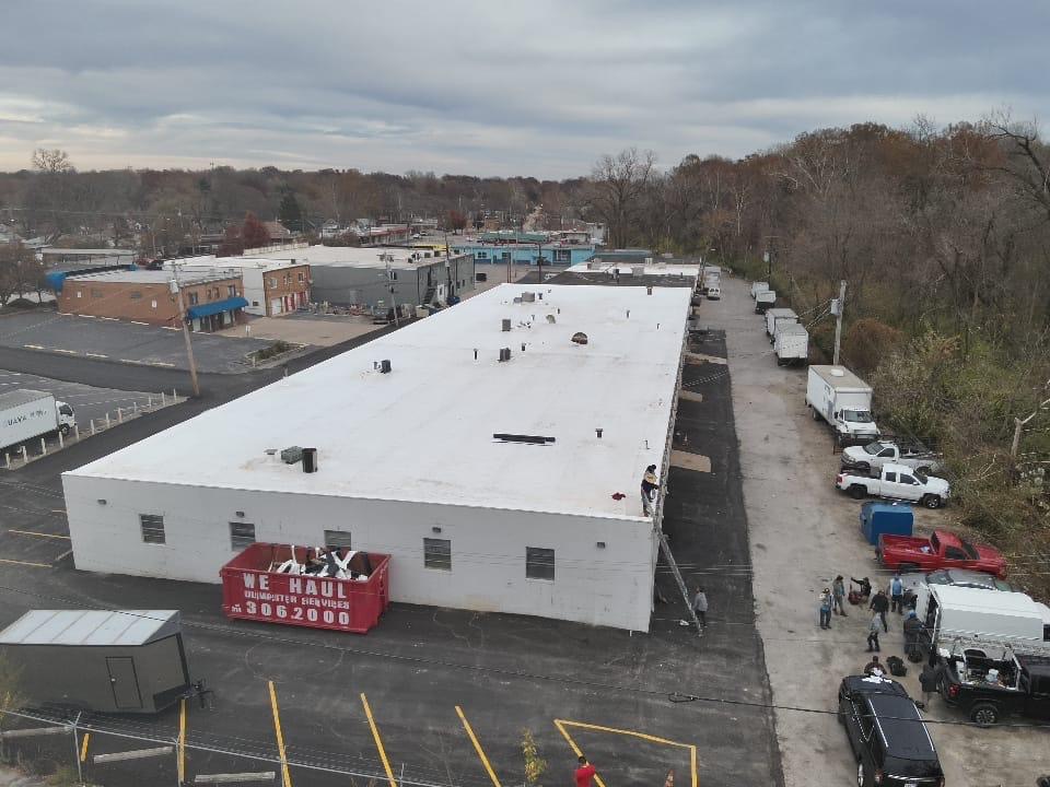 Amigo job site, in-progress roof work