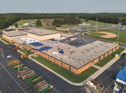 PVC roofing membrane install on a commercial structure